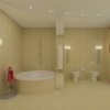 Большая ванная комната в светлых тонах